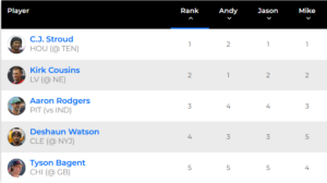 QB waiver rankings