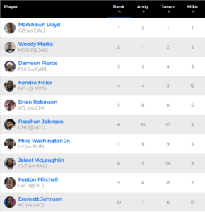RB waiver rankings